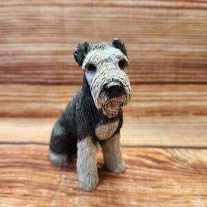 Vtg 4" Stone Critters Salt & Pepper Schnauzer Dog Floppy Ears
